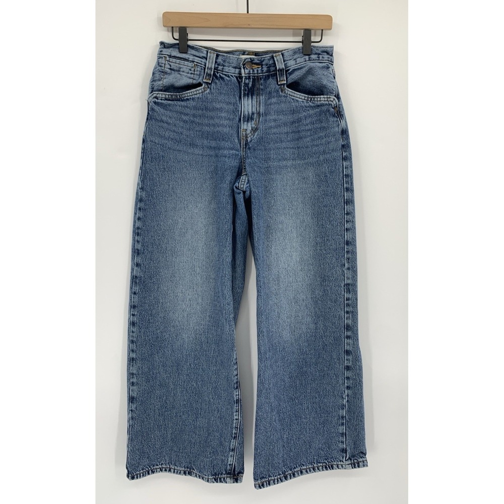 Levis Wide Leg Jeans Women 27 Blue 94 Baggy Wide Leg Fade Cotton Denim Pants